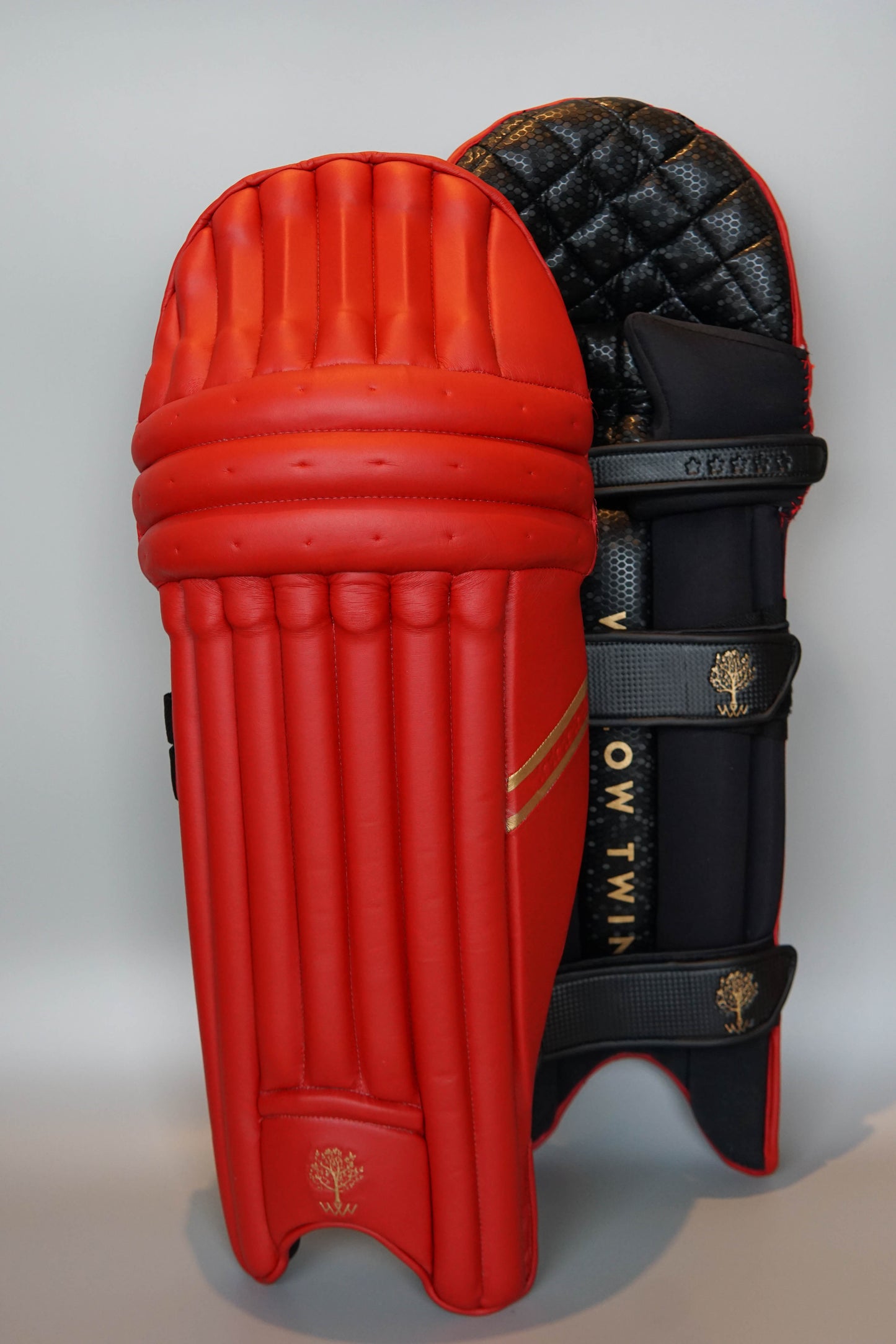 Cricket Batting Pads Coloured Red Willow Twin